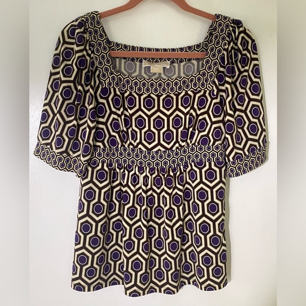 Michael Kors Blouse Multicolor Geometric Design Size S/P stretching fabric.